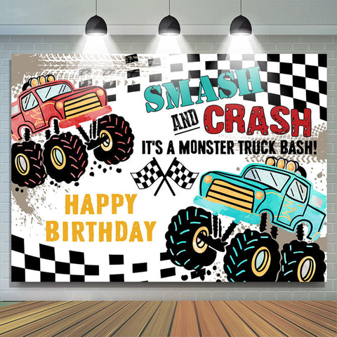 Toile de fond d'anniversaire Smash And Crash Car Adventure