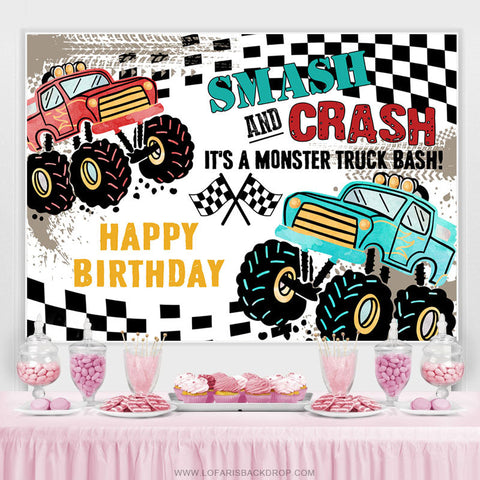 Toile de fond d'anniversaire Smash And Crash Car Adventure