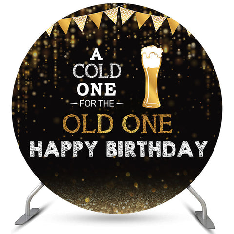 Un froid pour la vieille toile de fond ronde d'anniversaire de bière