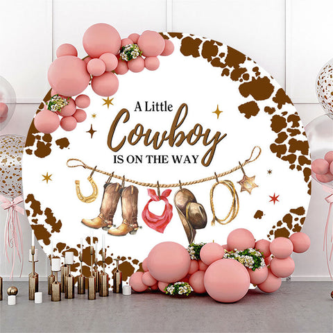 Un cow-boy est sur le chemin Circle Baby Shower Backdrop