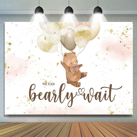 Un ours en peluche mignon avec des ballons Baby Shower Backdrop