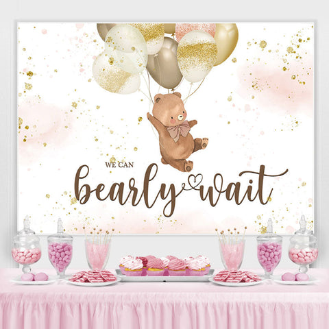 Un ours en peluche mignon avec des ballons Baby Shower Backdrop