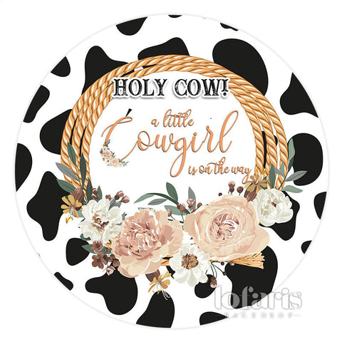 Une petite vache est sur le chemin Baby Showr Circle Backdrop