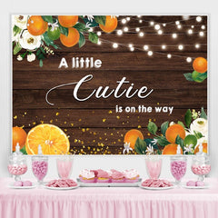 Une petite mignonne est en route Toile de fond orange pour baby shower