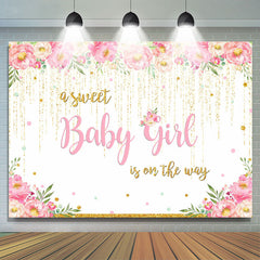 Une toile de fond de douche de bébé florale à paillettes pour bébé fille douce