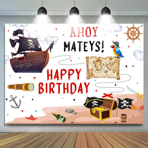 Ahoy Mateys Pirate Thème Anniversaire Toile de Fond pour les garçons