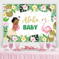 Aloha Flamingo Girls Baby Shower Backdrop Fête d'été