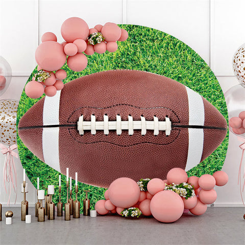 Football américain dans l'herbe Sport Round Party Backdrop