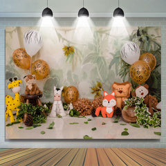 Toile de fond de feuilles vertes de ballon d'animaux pour la f¨ote d'anniversaire