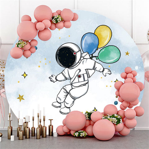 Astronaute Et Ballons Joyeux Anniversaire Toile De Fond Ronde