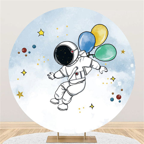 Astronaute Et Ballons Joyeux Anniversaire Toile De Fond Ronde