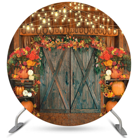 Toile de fond ronde de Thanksgiving de citrouille florale d'automne