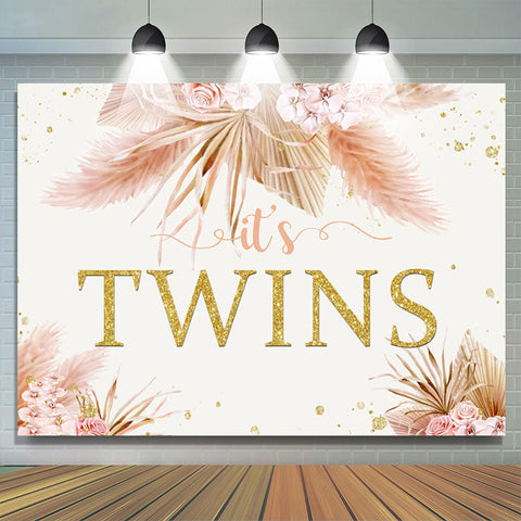 Feuilles d'automne avec des fleurs Twins Baby Shower Backdrop