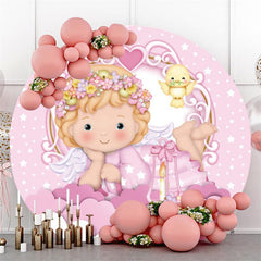 Bébé ange oiseau étoile rose nuage rond décors pour fille