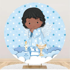 Décors ronds à paillettes de nuage bleu bébé ange pour garçon