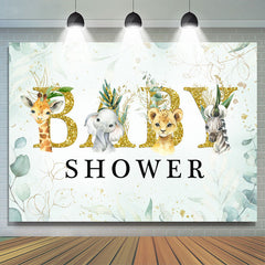 Bébé Animaux et Plantes Vertes Baby Shower Toile de Fond Garçon