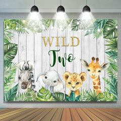 Bébé Animaux Et Plantes Vertes Happy Wild Two Toile De Fond