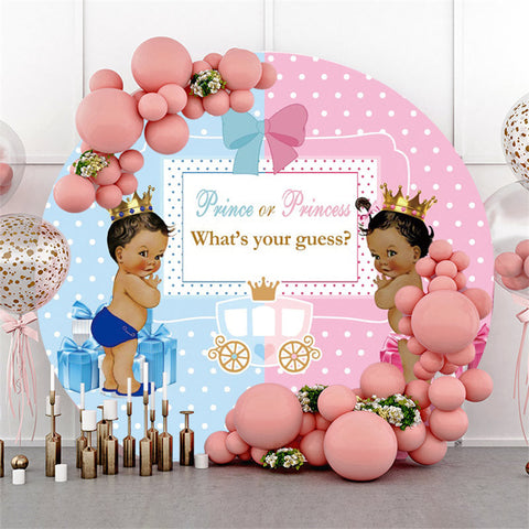 Baby Carriage Gender Reveal Round Baby Shower Backdrop