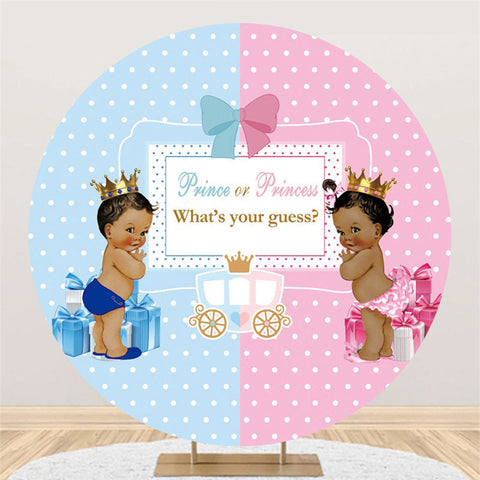 Baby Carriage Gender Reveal Round Baby Shower Backdrop