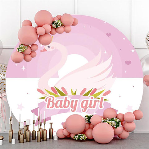 Décors ronds de cygne rose et blanc pour bébé fille, pour fête prénatale