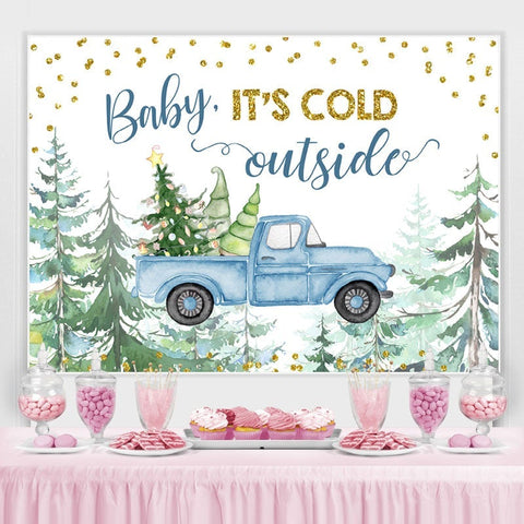 Bébé il fait froid à l'extérieur de l'arbre de Noël Toile de fond pour baby shower