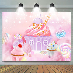 Baby Pink Candyland Dessert Joyeux Anniversaire Toile de Fond