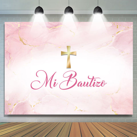 Bébé Rose Croix Mi Bautizo Baptême Toile de Fond Pour Les Filles