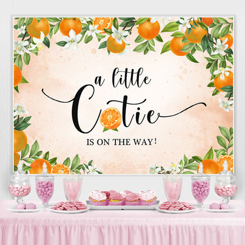 Black A Little Cutie is on The Way Baby Shower Toile de fond