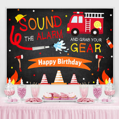 Toile de fond pour garçonss pompier joyeux anniversaire toile de fond