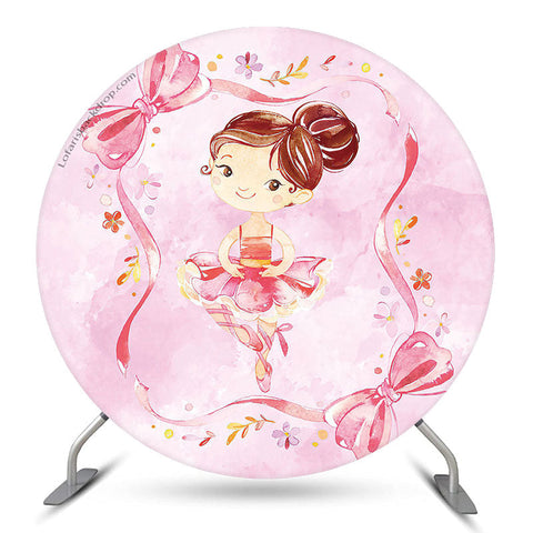 Couverture de toile de fond ronde Ballerina Floral Girls Party