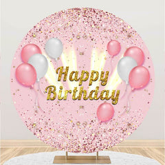 Ballons Et Toile De Fond D'anniversaire De Cercle Rose De Paillettes D'or