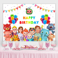 Toile de fond de décor de joyeux anniversaire de dessin animé de ballon pour la fête