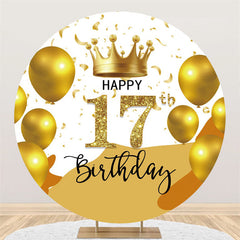 Ballon Thème Doré Joyeux Anniversaire Toile De Fond Ronde