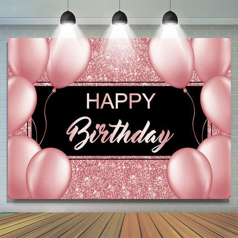 Ballon Rose Bokeh et Noir Joyeux Anniversaire Toile de Fond