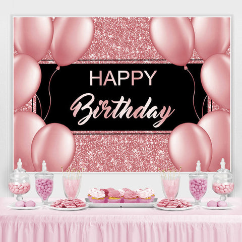 Ballon Rose Bokeh et Noir Joyeux Anniversaire Toile de Fond