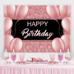 Ballon Rose Bokeh et Noir Joyeux Anniversaire Toile de Fond