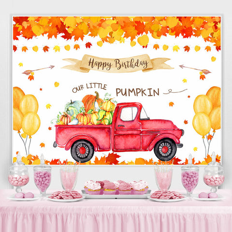 Ballon Jaune Feuilles Voiture Joyeux Anniversaire Notre Petite Citrouille Toile