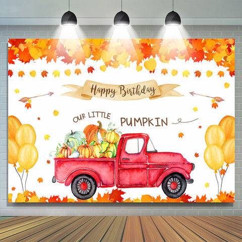 Ballon Jaune Feuilles Voiture Joyeux Anniversaire Notre Petite Citrouille Toile