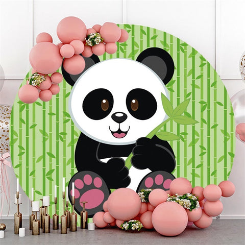 Toile de fond ronde en bambou et panda pour fête prénatale