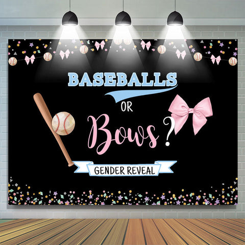 Fond de douche de bébé bleu ou rose avec des balles de baseball ou des arcs