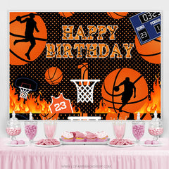 Terrain de basket Hot Rece Thème Joyeux anniversaire Toile de fond