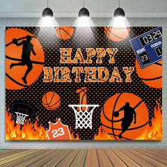 Terrain de basket Hot Rece Thème Joyeux anniversaire Toile de fond
