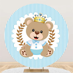 Ours rayé feuilles bébé douche cercle toile de fond pour la fête