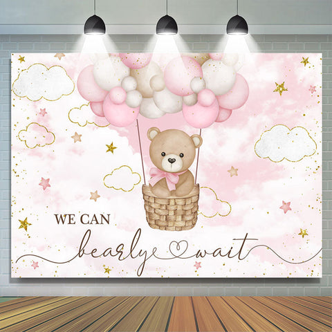 Bearly Attendez Nounours Ours Toile de aime de douche de bébé nuage rose