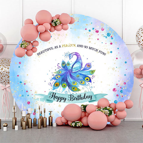 Beau fond d'anniversaire rond aquarelle paon