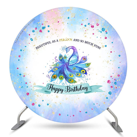 Beau fond d'anniversaire rond aquarelle paon