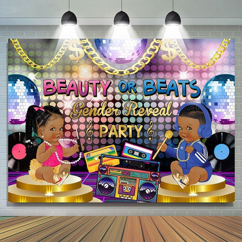 Toile de fond Beauty ou Beats Party pour baby shower