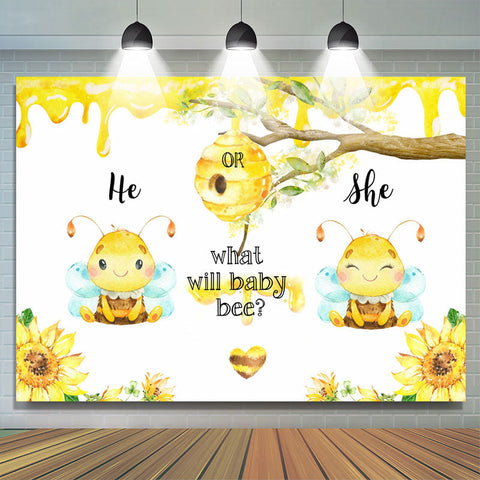 Toile de fond de révélation de sexe sur le thème des abeilles Lofaris Cute Party