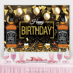 Bière avec whisky ballon drapeaux anniversaire toile de fond