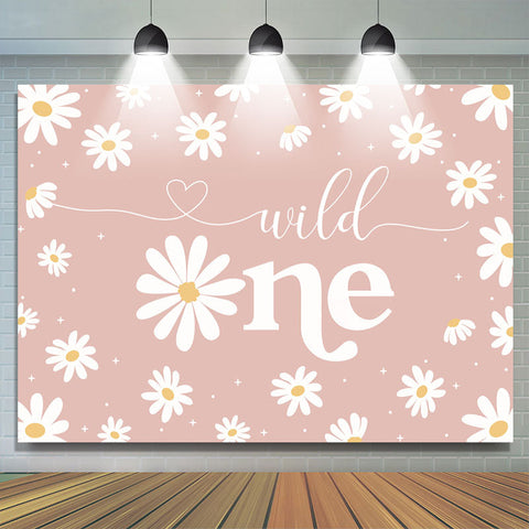 Bellis Perennis Pink Theme Joyeux 1e anniversaire Toile de fond